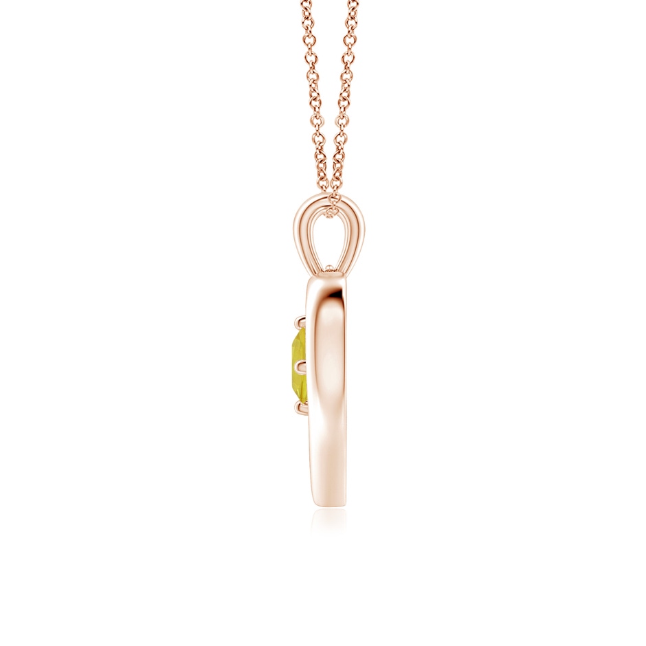 4mm A Solitaire Round Yellow Sapphire Open Heart Pendant in Rose Gold side-1