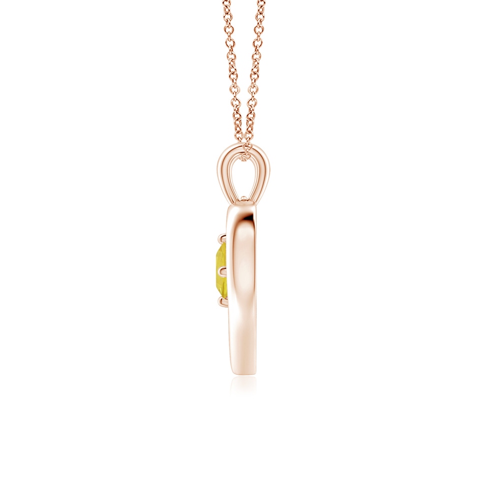 4mm AA Solitaire Round Yellow Sapphire Open Heart Pendant in Rose Gold side-1