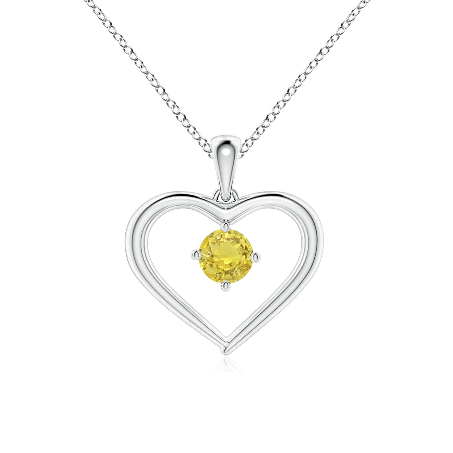 AA - Yellow Sapphire / 0.27 CT / 14 KT White Gold