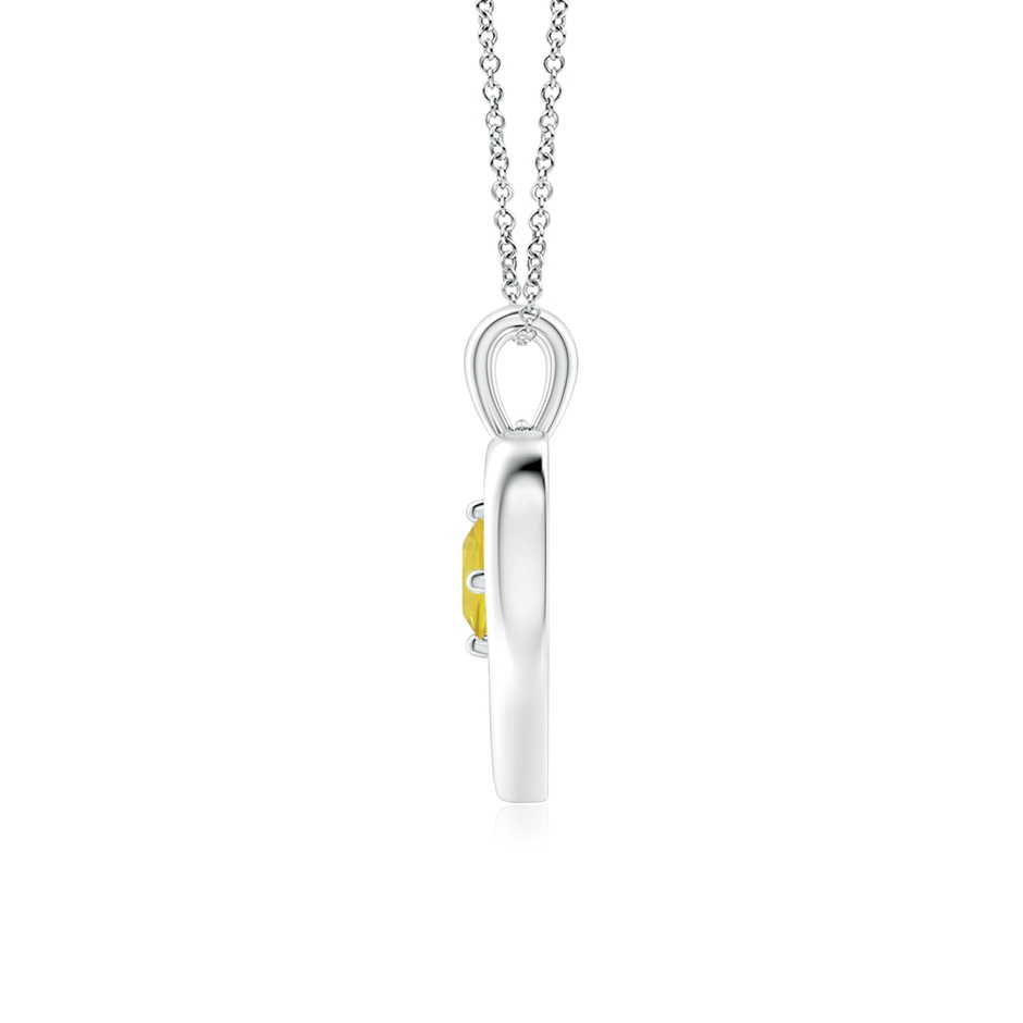 4mm AA Solitaire Round Yellow Sapphire Open Heart Pendant in White Gold side-1