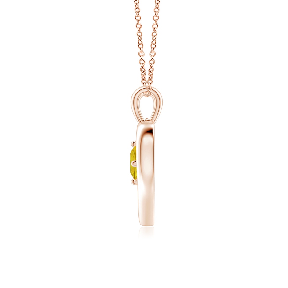 4mm AAAA Solitaire Round Yellow Sapphire Open Heart Pendant in Rose Gold side-1