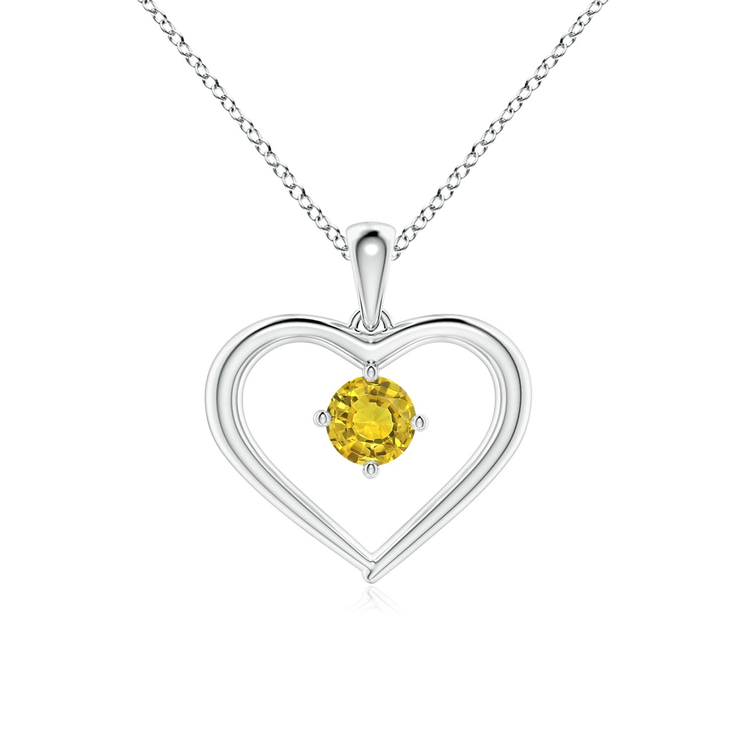 AAAA - Yellow Sapphire / 0.27 CT / 14 KT White Gold