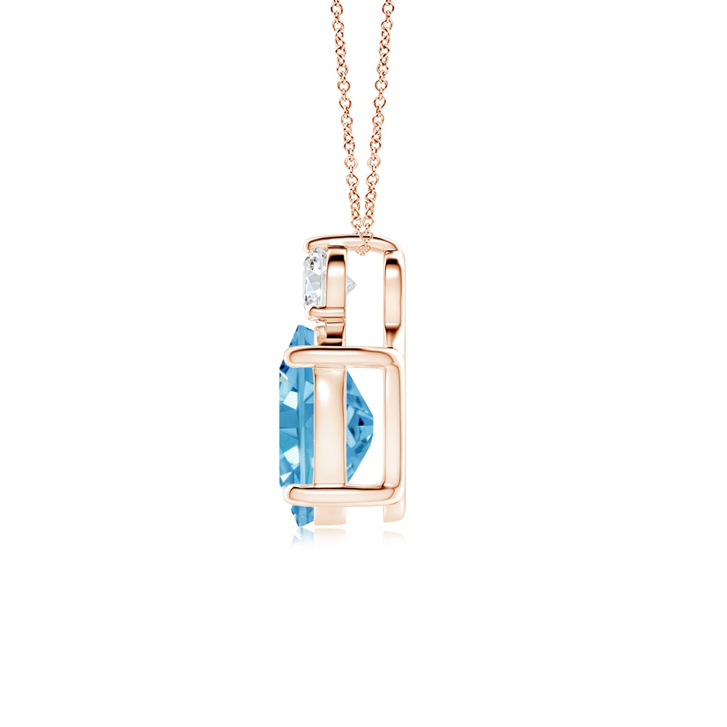 10x8mm AAAA Oval Fancy Intense Blue Diamond Solitaire Pendant in Rose Gold - side 199