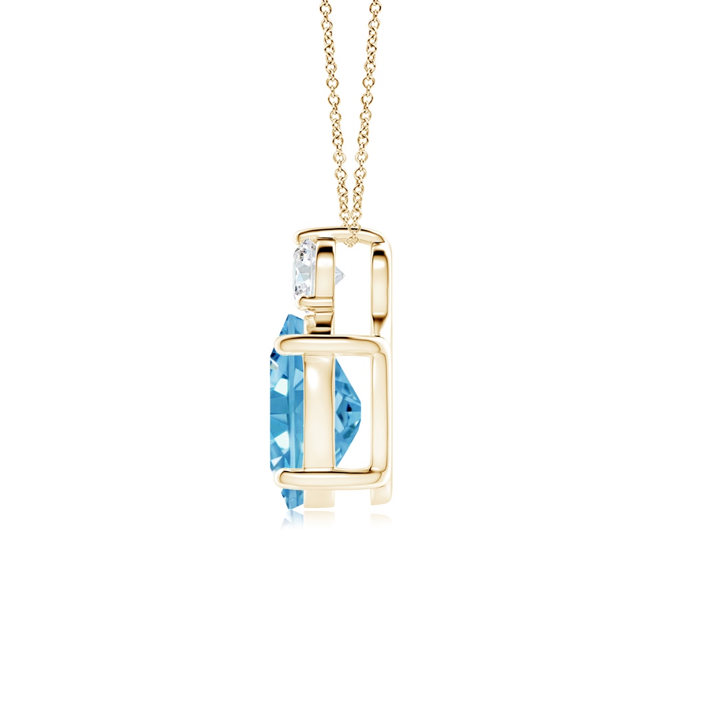 10x8mm AAAA Oval Fancy Intense Blue Diamond Solitaire Pendant in Yellow Gold - side 199