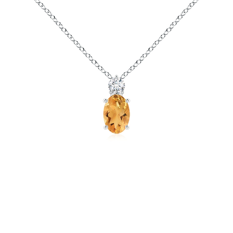 6x4mm A Oval Citrine Solitaire Pendant with Diamond in P950 Platinum 