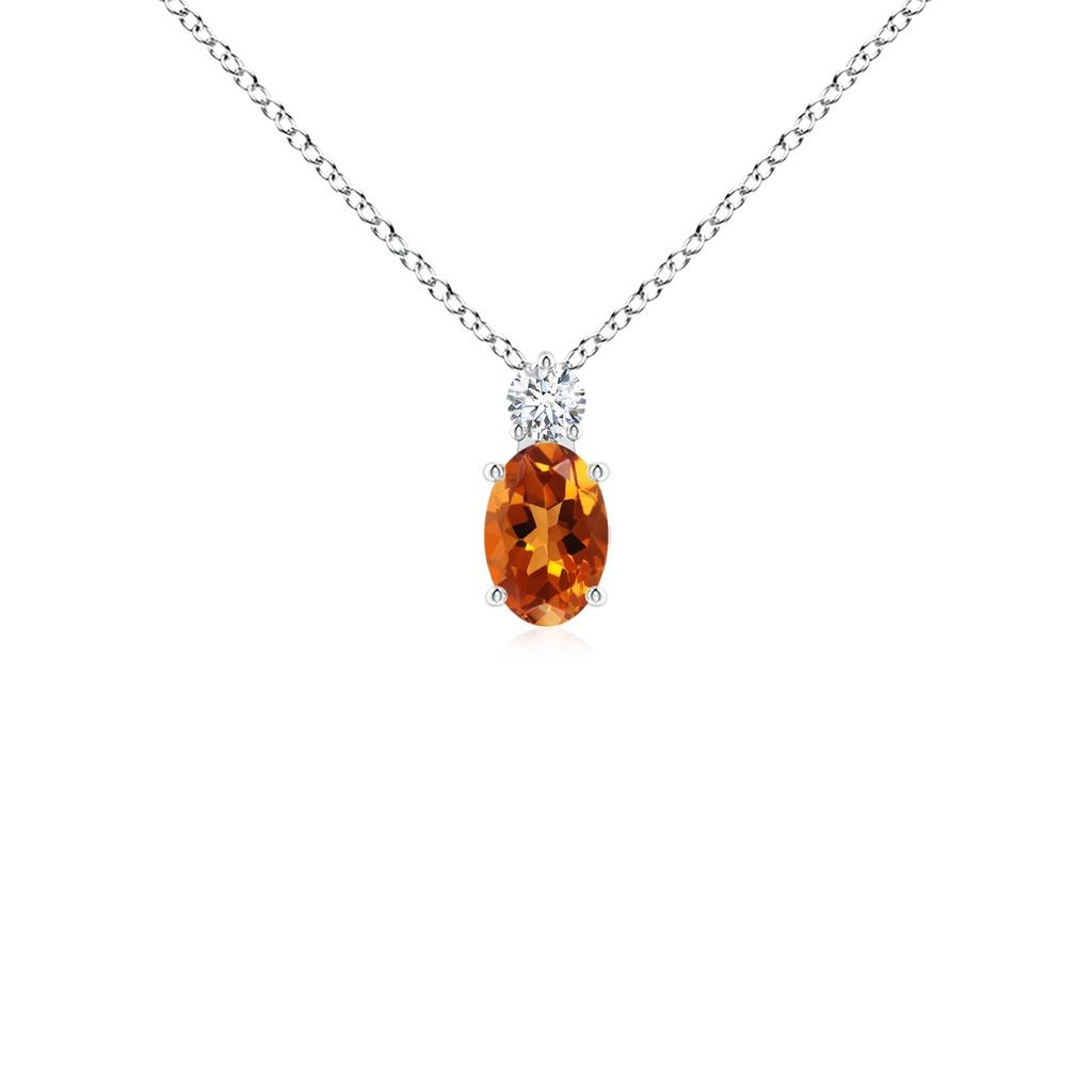 6x4mm AAAA Oval Citrine Solitaire Pendant with Diamond in P950 Platinum