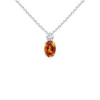 6x4mm AAAA Oval Citrine Solitaire Pendant with Diamond in P950 Platinum