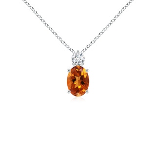 7x5mm AAAA Oval Citrine Solitaire Pendant with Diamond in P950 Platinum