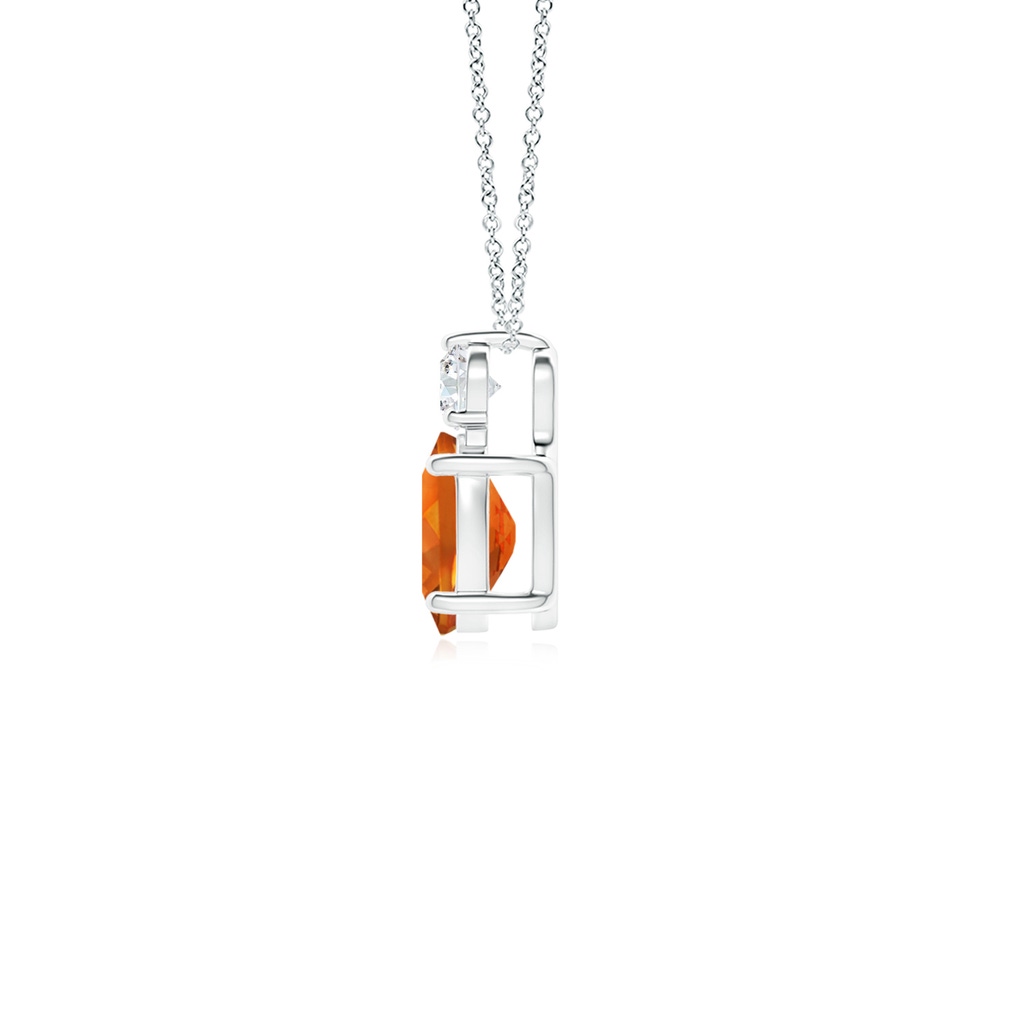 7x5mm AAAA Oval Citrine Solitaire Pendant with Diamond in White Gold - side_1