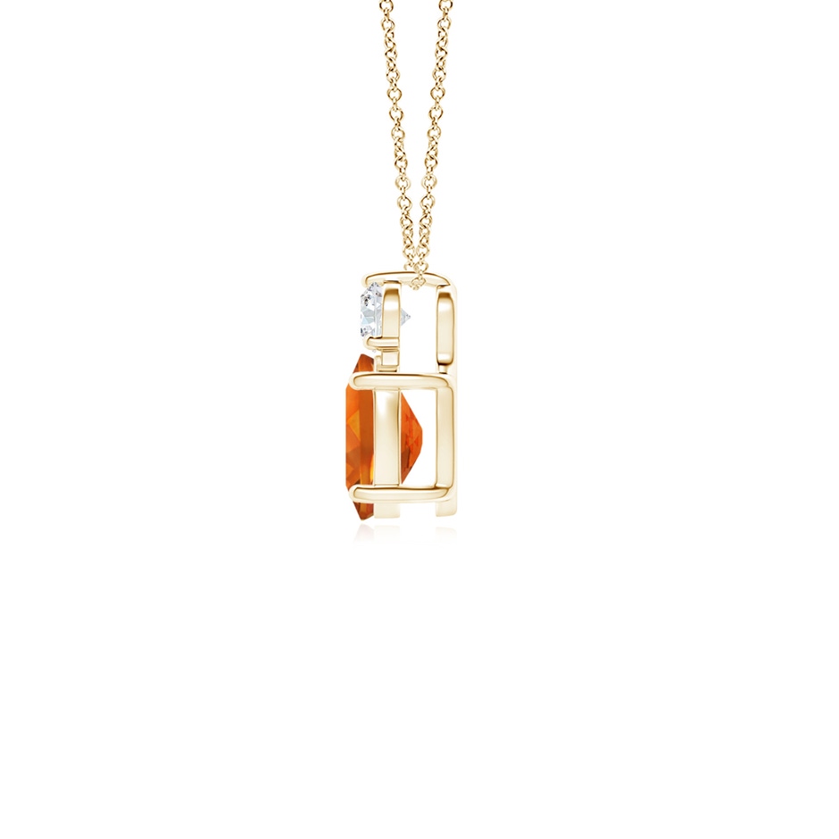 7x5mm AAAA Oval Citrine Solitaire Pendant with Diamond in Yellow Gold side-1