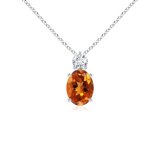 8x6mm AAAA Oval Citrine Solitaire Pendant with Diamond in P950 Platinum