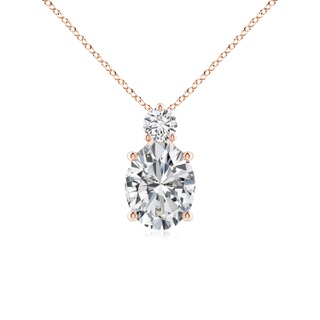 10x8mm HSI2 Oval Diamond Solitaire Pendant with Diamond in Rose Gold