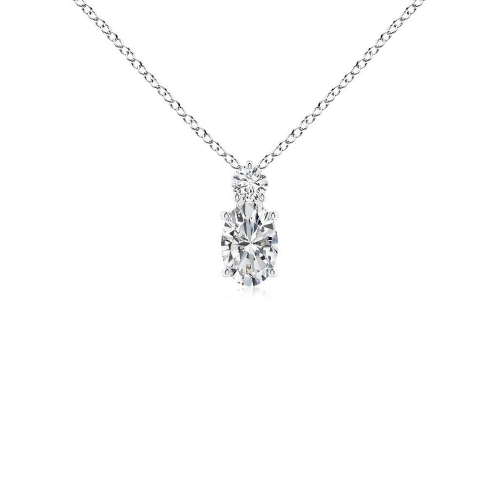 6x4mm HSI2 Oval Diamond Solitaire Pendant with Diamond in White Gold