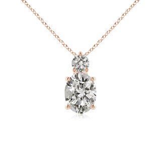 9x7mm KI3 Oval Diamond Solitaire Pendant with Diamond in Rose Gold