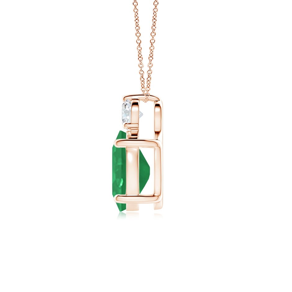 10x8mm A Oval Emerald Solitaire Pendant with Diamond in Rose Gold side 199