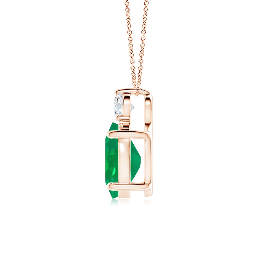 10x8mm AA Oval Emerald Solitaire Pendant with Diamond in Rose Gold side 199