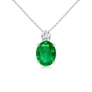 10x8mm AAA Oval Emerald Solitaire Pendant with Diamond in P950 Platinum