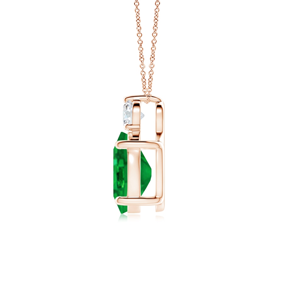 10x8mm AAA Oval Emerald Solitaire Pendant with Diamond in Rose Gold side 199