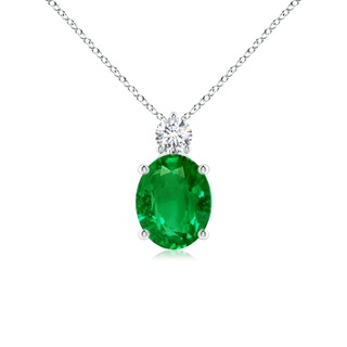 10x8mm AAAA Oval Emerald Solitaire Pendant with Diamond in P950 Platinum
