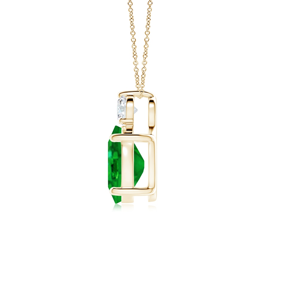 10x8mm AAAA Oval Emerald Solitaire Pendant with Diamond in Yellow Gold side 199
