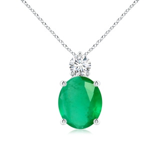 12x10mm A Oval Emerald Solitaire Pendant with Diamond in P950 Platinum