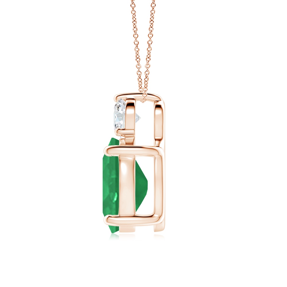 12x10mm A Oval Emerald Solitaire Pendant with Diamond in Rose Gold side 199