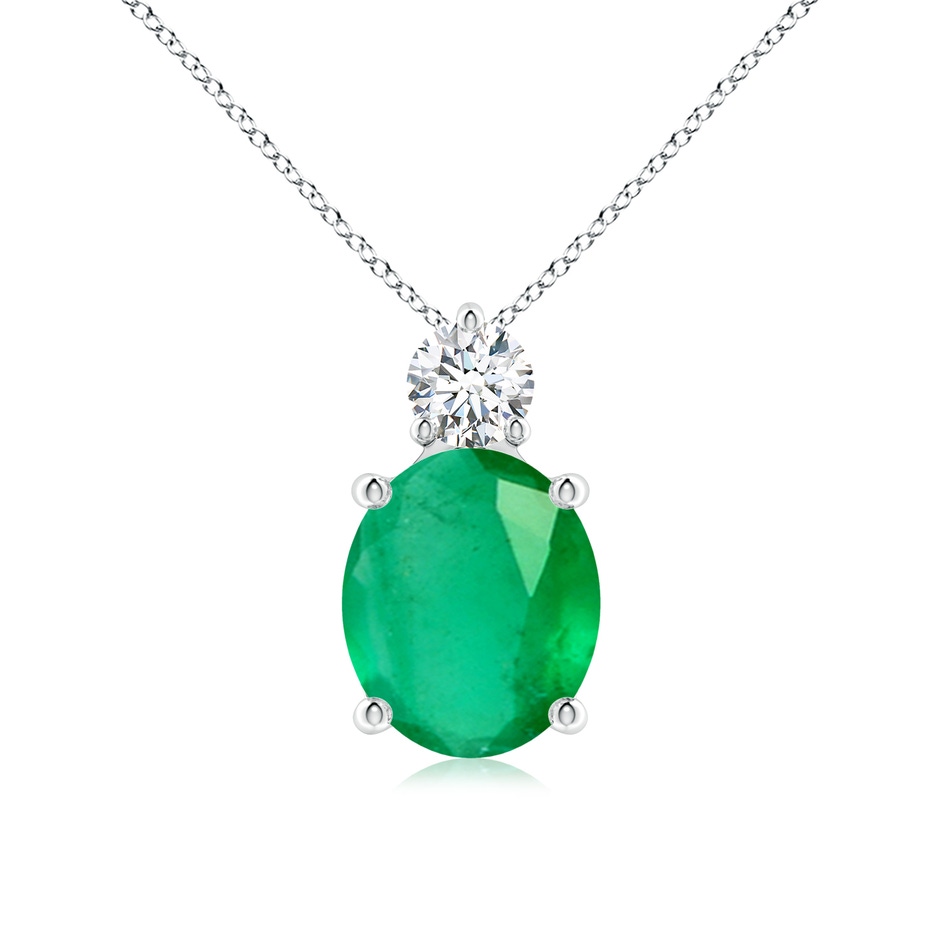 12x10mm A Oval Emerald Solitaire Pendant with Diamond in S999 Silver 