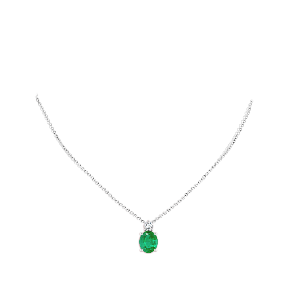 12x10mm AA Oval Emerald Solitaire Pendant with Diamond in P950 Platinum pen