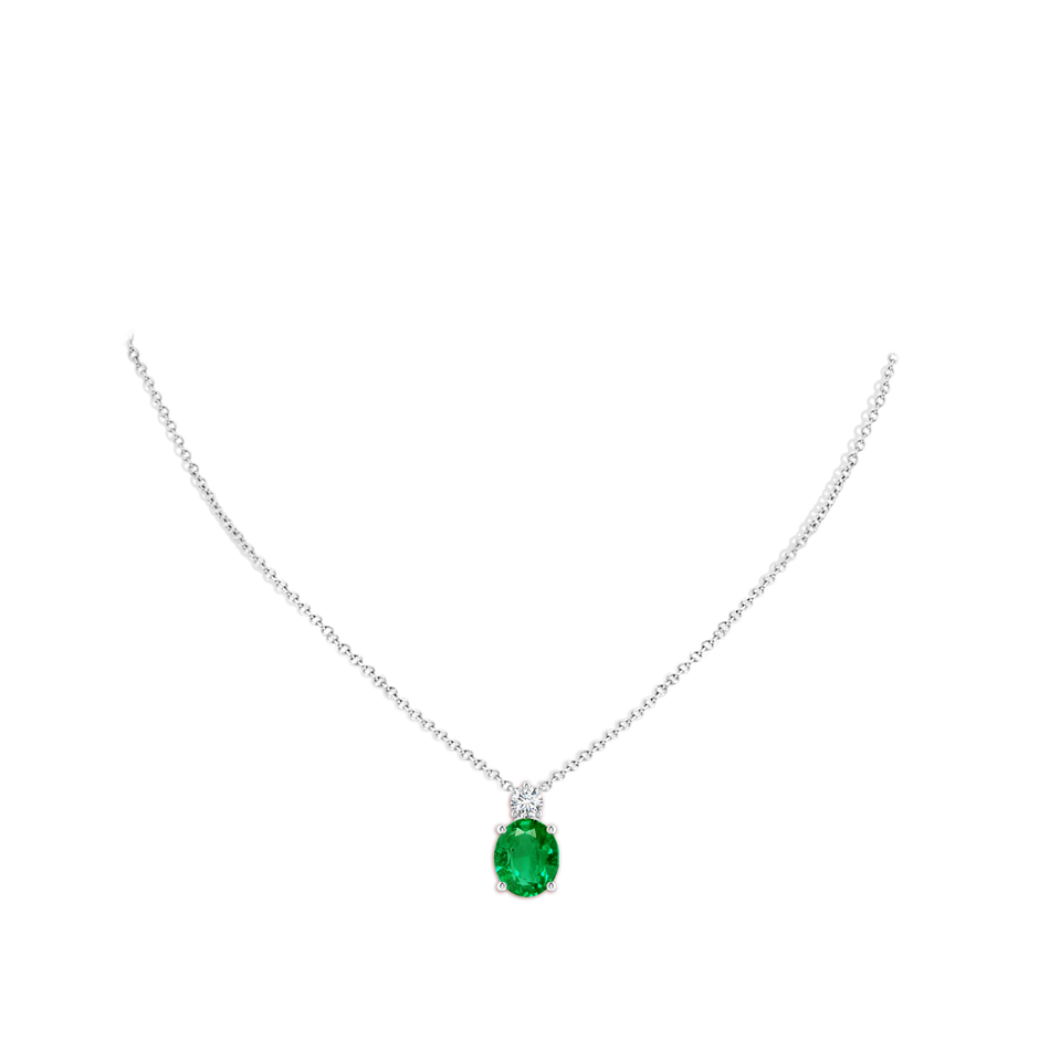 12x10mm AAA Oval Emerald Solitaire Pendant with Diamond in P950 Platinum pen