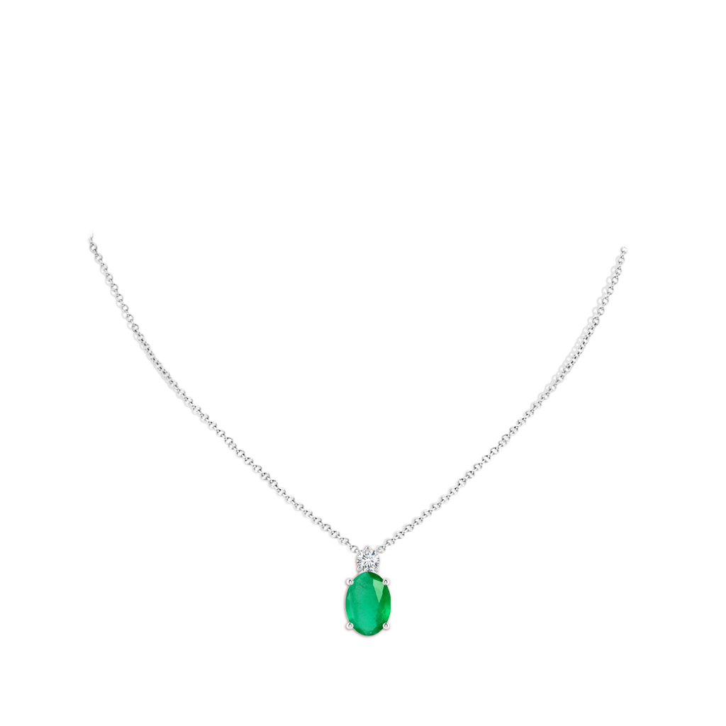 14x10mm A Oval Emerald Solitaire Pendant with Diamond in P950 Platinum pen