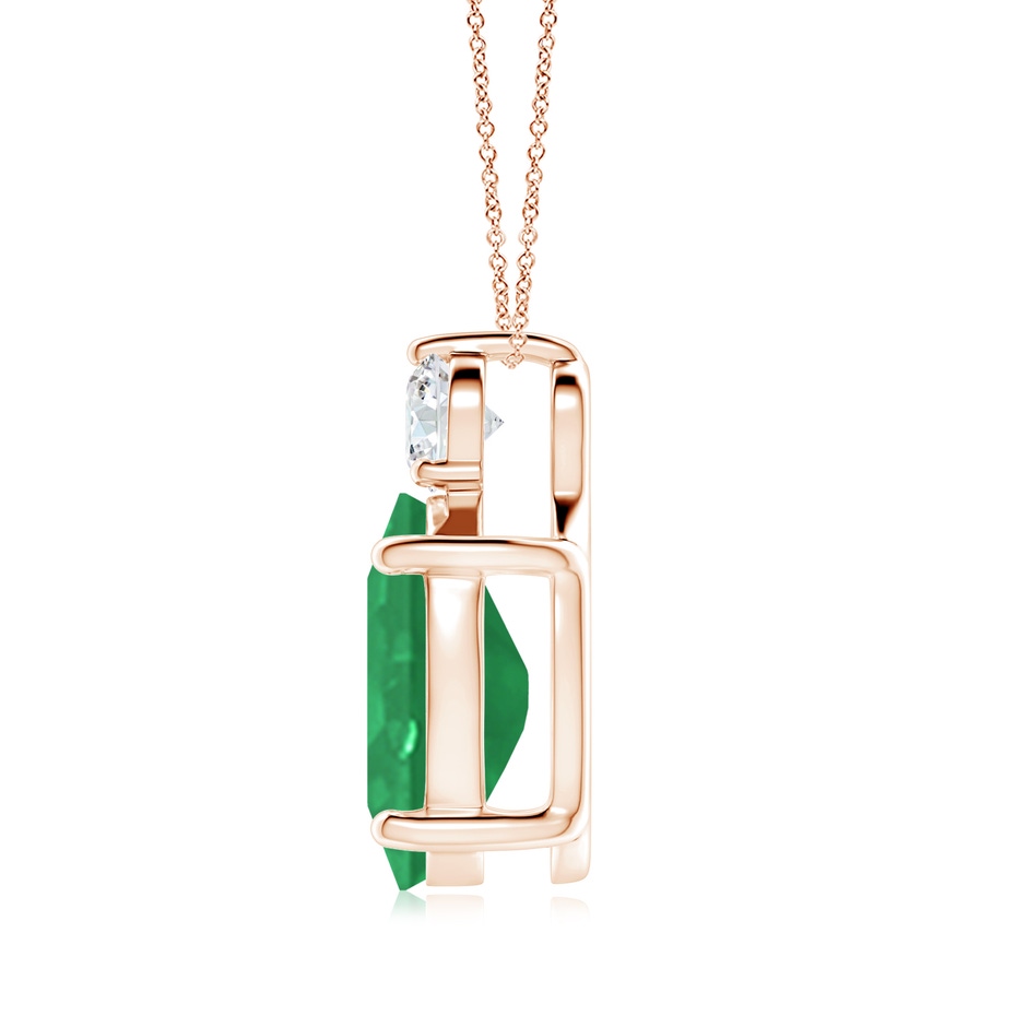 14x10mm A Oval Emerald Solitaire Pendant with Diamond in Rose Gold side 199