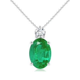 14x10mm AA Oval Emerald Solitaire Pendant with Diamond in P950 Platinum