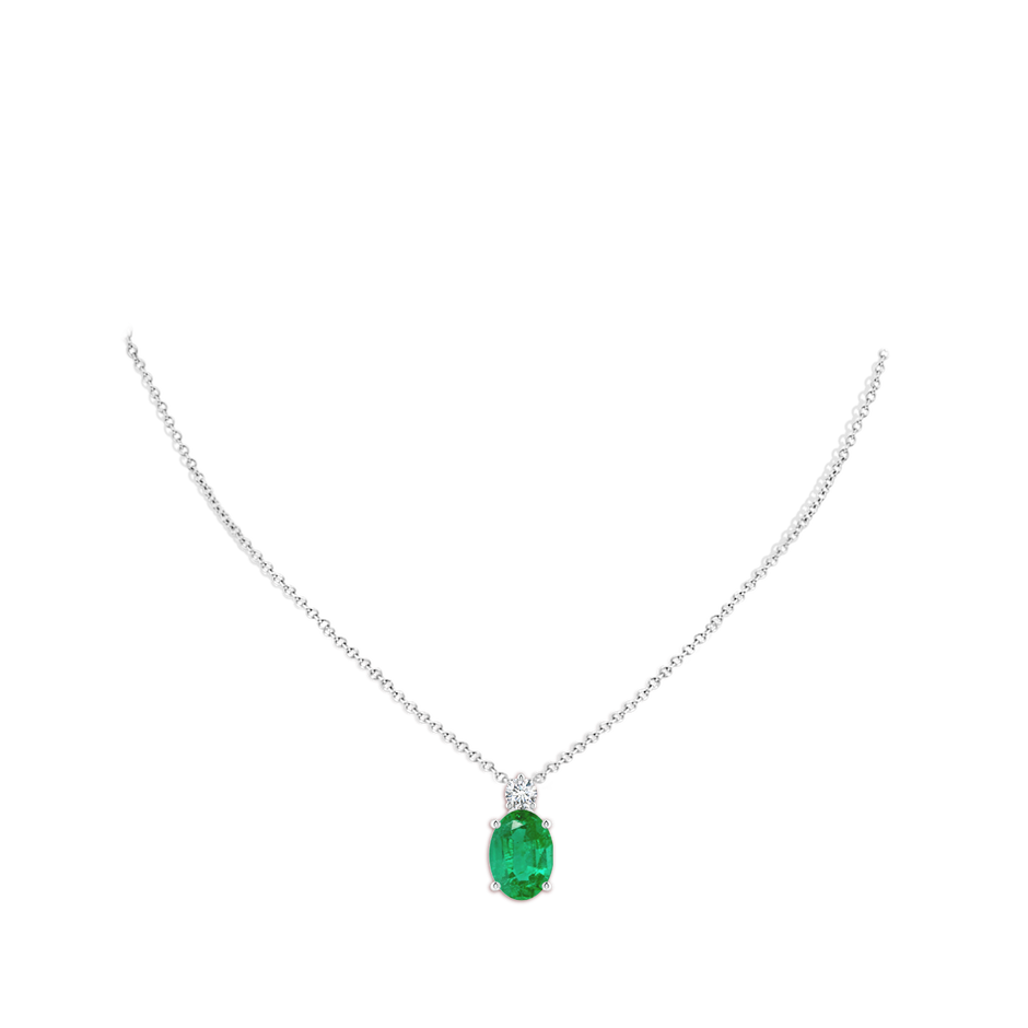 14x10mm AA Oval Emerald Solitaire Pendant with Diamond in P950 Platinum pen