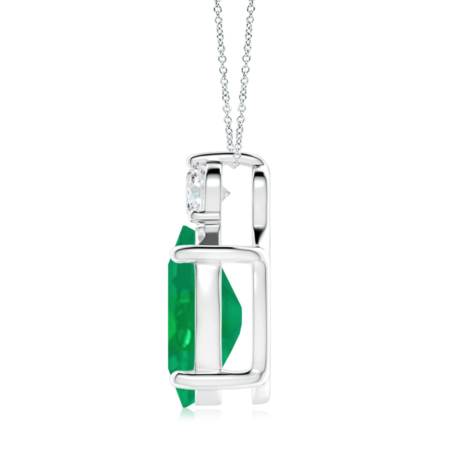 14x10mm AA Oval Emerald Solitaire Pendant with Diamond in S999 Silver side 199