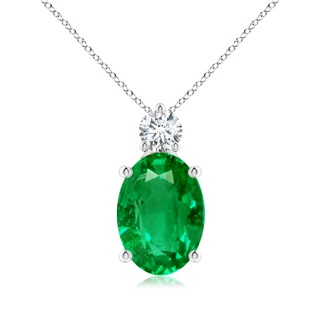 14x10mm AAA Oval Emerald Solitaire Pendant with Diamond in P950 Platinum