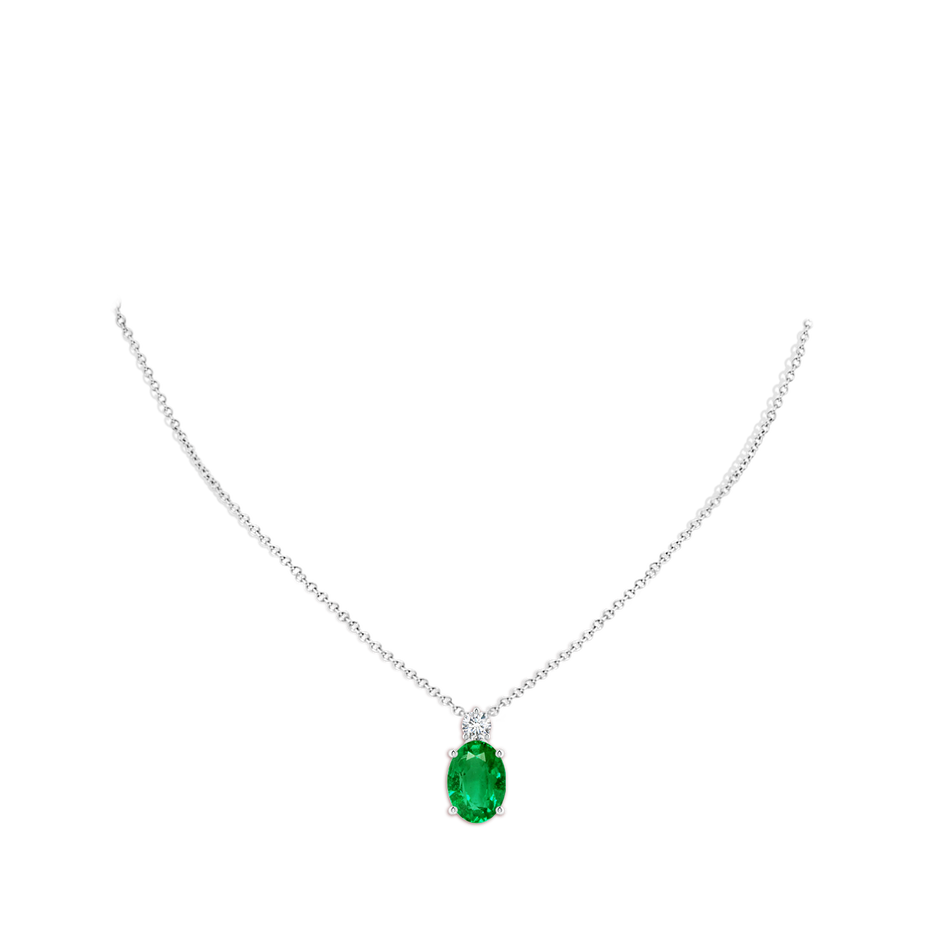 14x10mm AAA Oval Emerald Solitaire Pendant with Diamond in S999 Silver pen