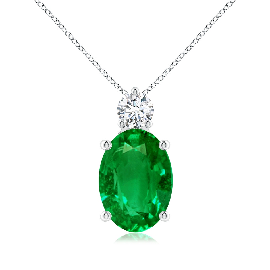 14x10mm AAAA Oval Emerald Solitaire Pendant with Diamond in P950 Platinum 