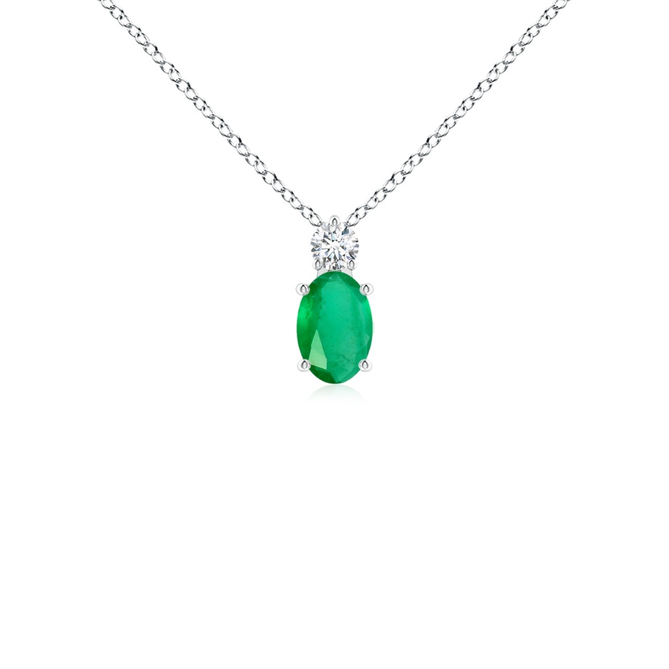6x4mm A Oval Emerald Solitaire Pendant with Diamond in P950 Platinum 