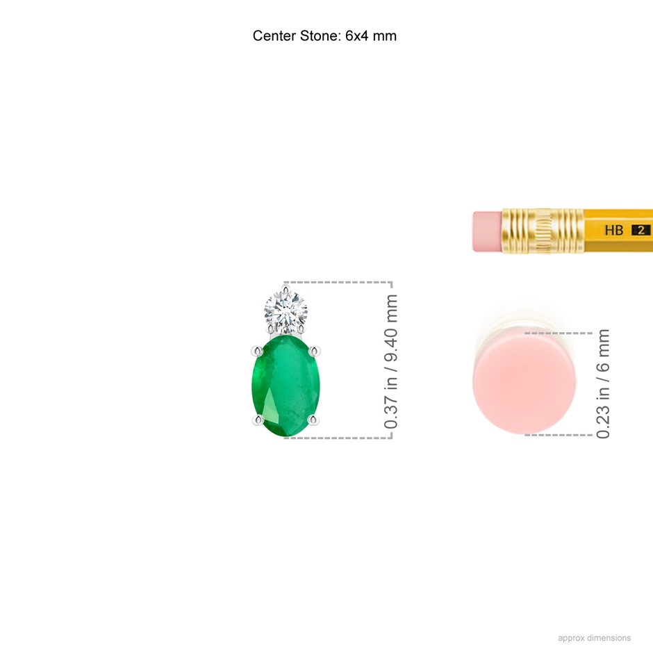 6x4mm A Oval Emerald Solitaire Pendant with Diamond in P950 Platinum ruler