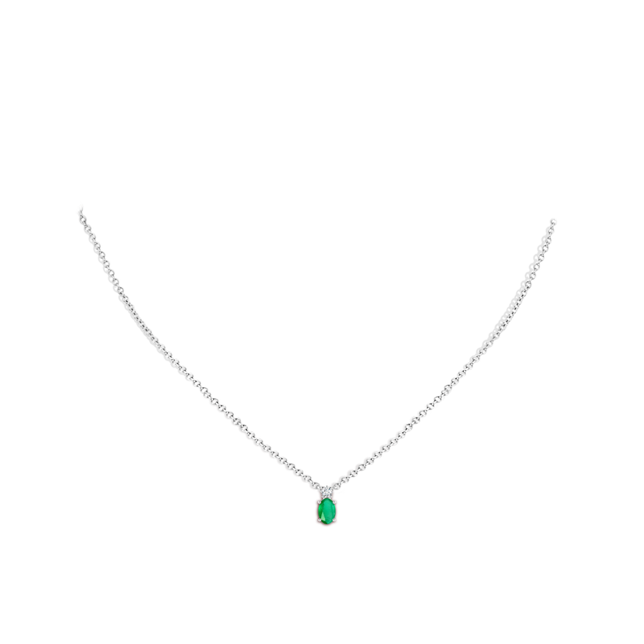 6x4mm A Oval Emerald Solitaire Pendant with Diamond in P950 Platinum pen