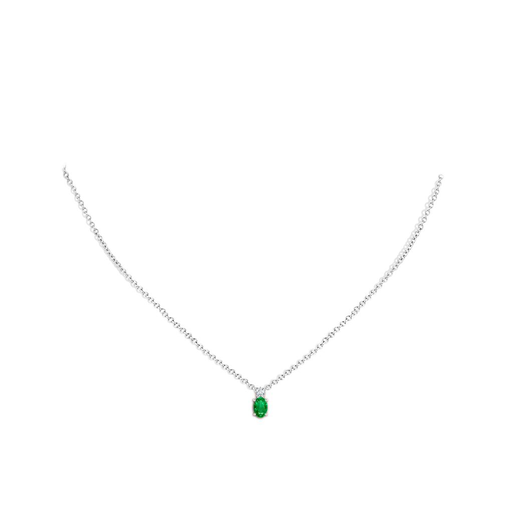 6x4mm AAA Oval Emerald Solitaire Pendant with Diamond in P950 Platinum pen