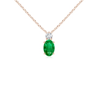 6x4mm AAA Oval Emerald Solitaire Pendant with Diamond in Rose Gold