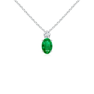 6x4mm AAA Oval Emerald Solitaire Pendant with Diamond in S999 Silver