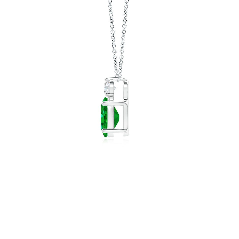 6x4mm AAAA Oval Emerald Solitaire Pendant with Diamond in S999 Silver side 199