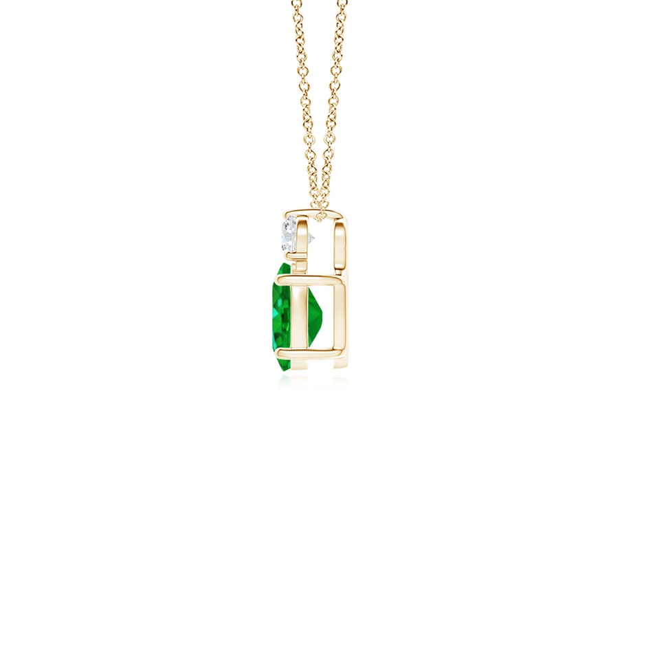 6x4mm AAAA Oval Emerald Solitaire Pendant with Diamond in Yellow Gold side 199