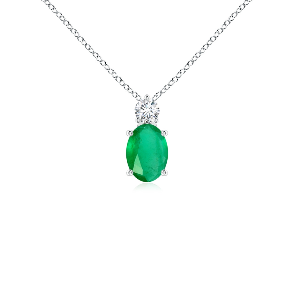 7x5mm A Oval Emerald Solitaire Pendant with Diamond in P950 Platinum 
