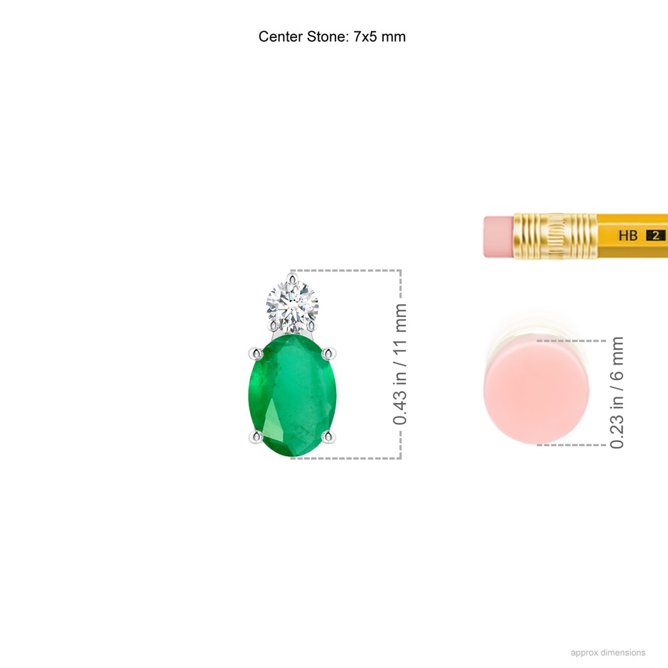 7x5mm A Oval Emerald Solitaire Pendant with Diamond in P950 Platinum ruler