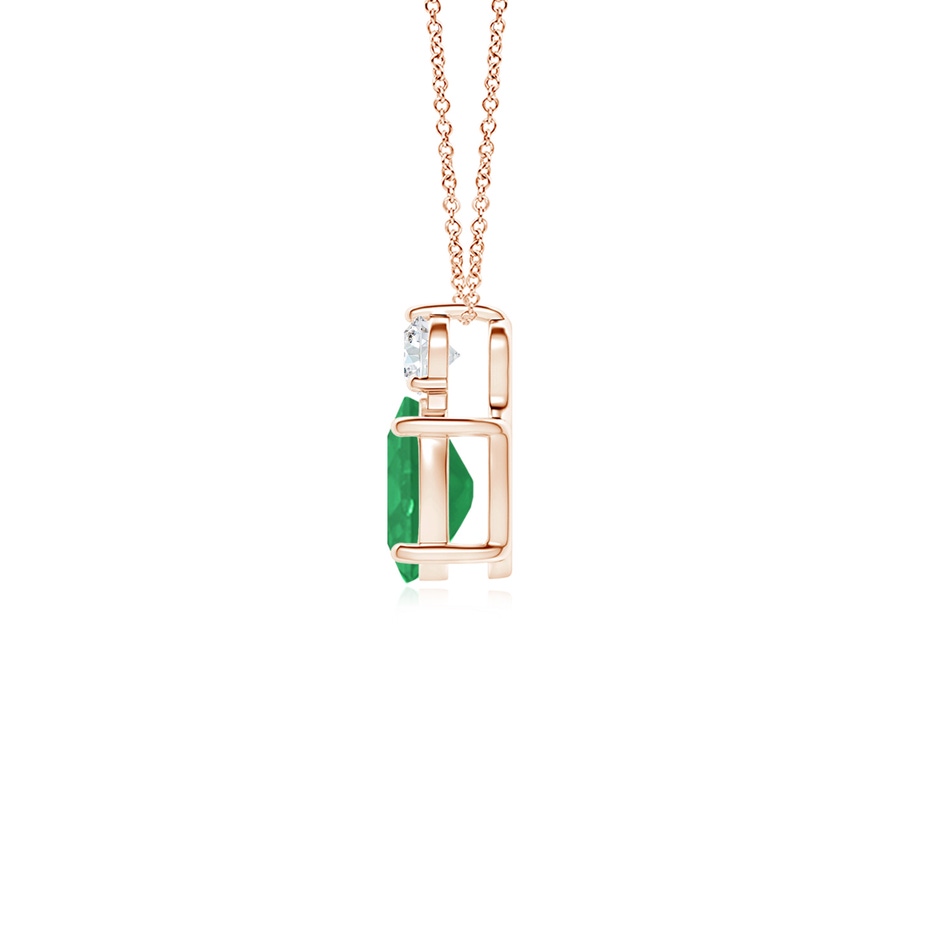 7x5mm A Oval Emerald Solitaire Pendant with Diamond in Rose Gold side 199