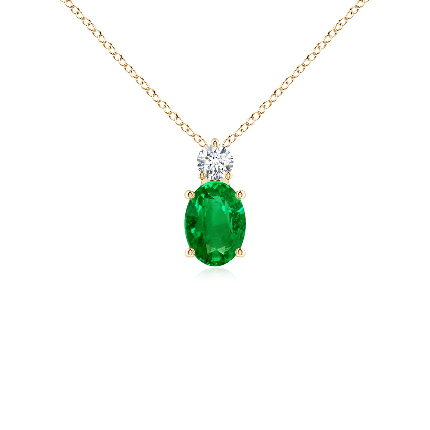Oval Emerald Solitaire Pendant with Diamond