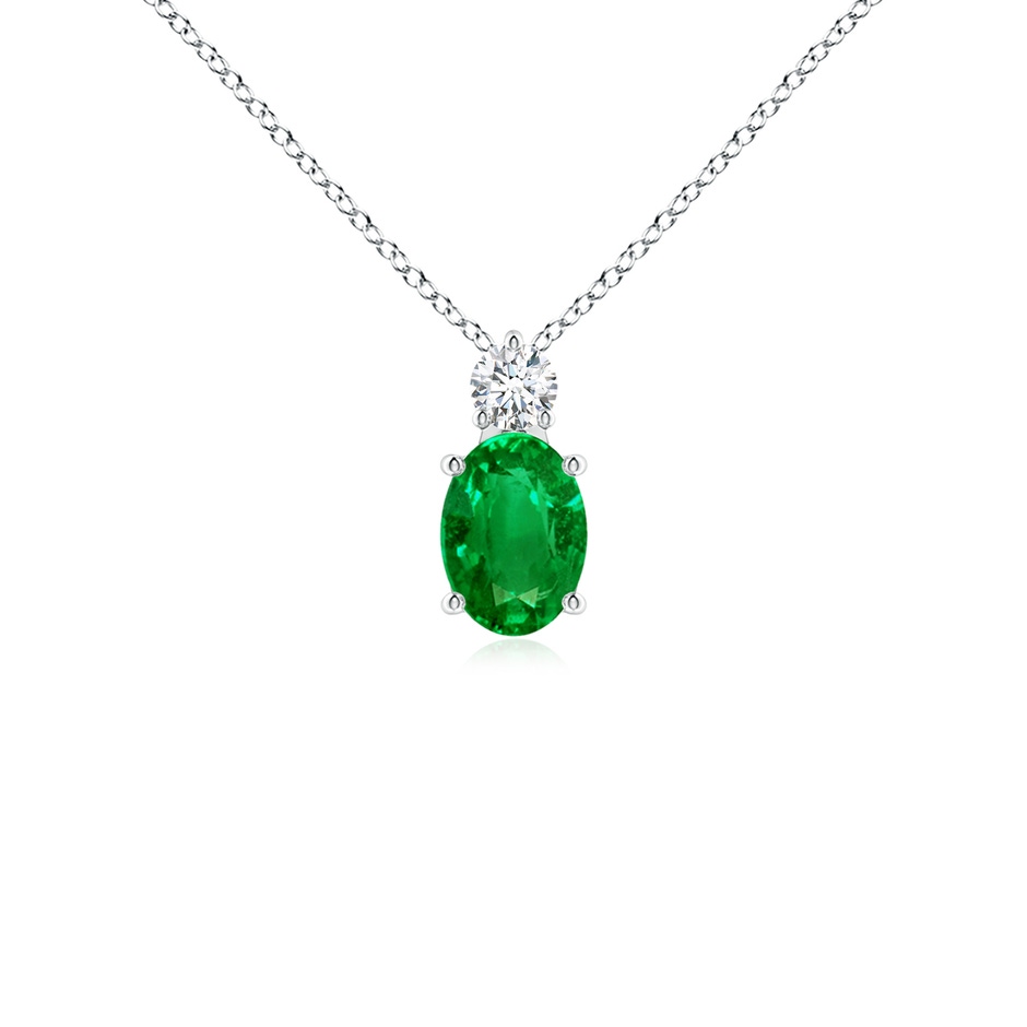 7x5mm AAAA Oval Emerald Solitaire Pendant with Diamond in P950 Platinum 